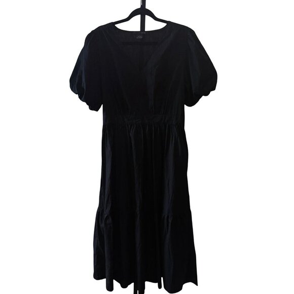 NWT French Connection Ladies Black Puff Sleeve Poplin Cotton Maxi Dress Size L - Picture 6 of 15